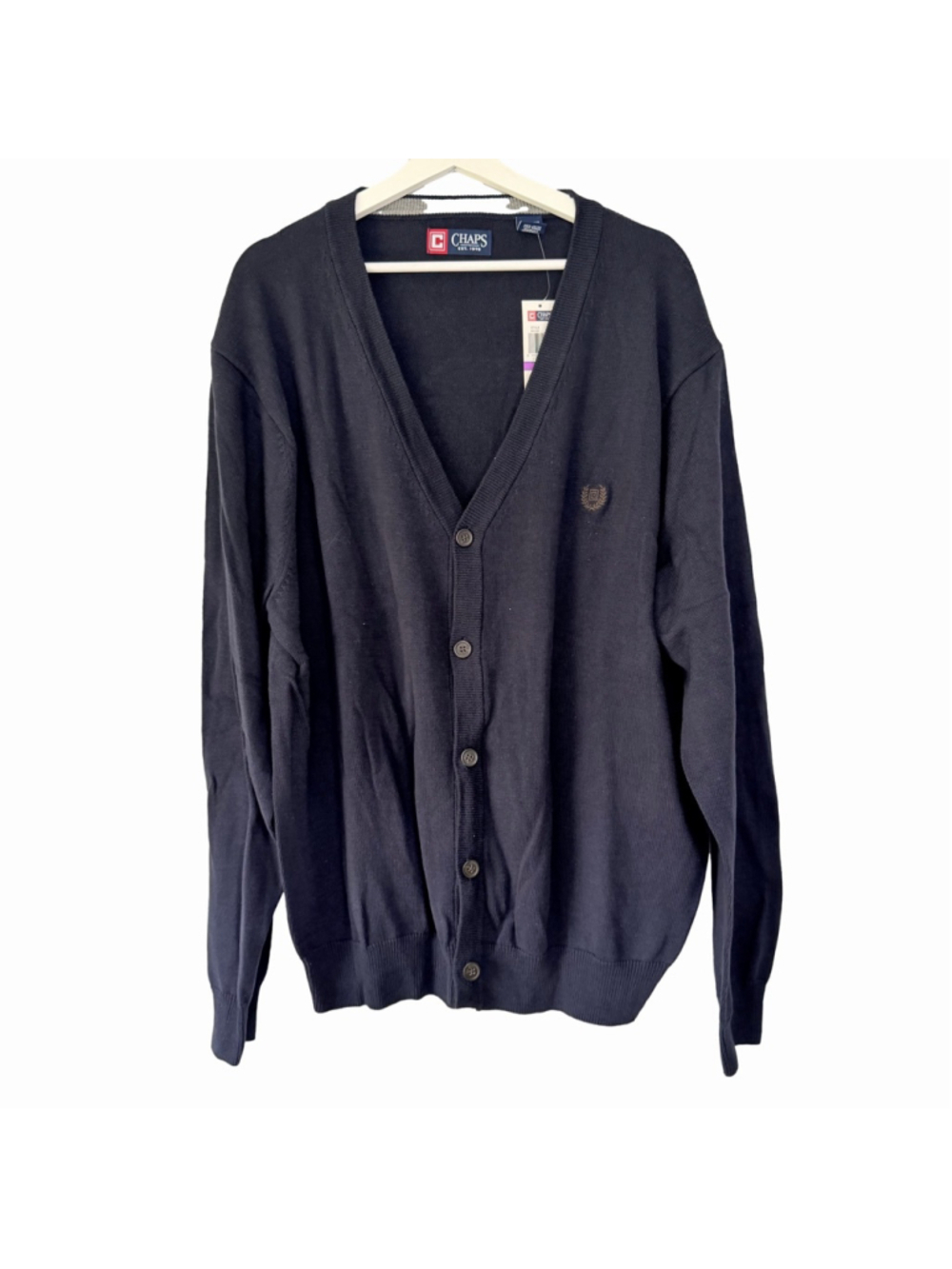 Chaps New Navy V-Neck Button Cardigan Sweater Men's XXL Heritage Preppy Academia